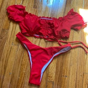 Red Bathing Suit Top & Bottom